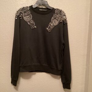 Mayara Embellished Black Sweatshirt M